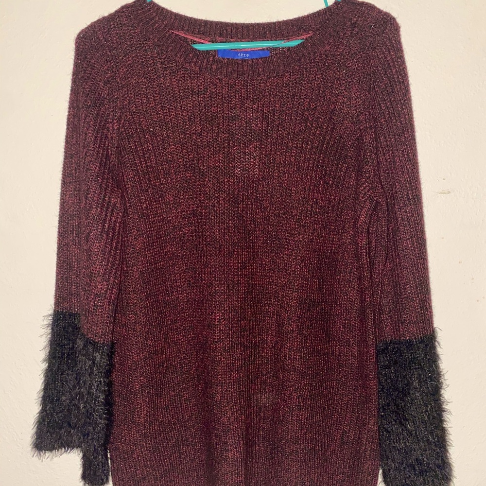 Apt 9 sweater with black fur sleeves
